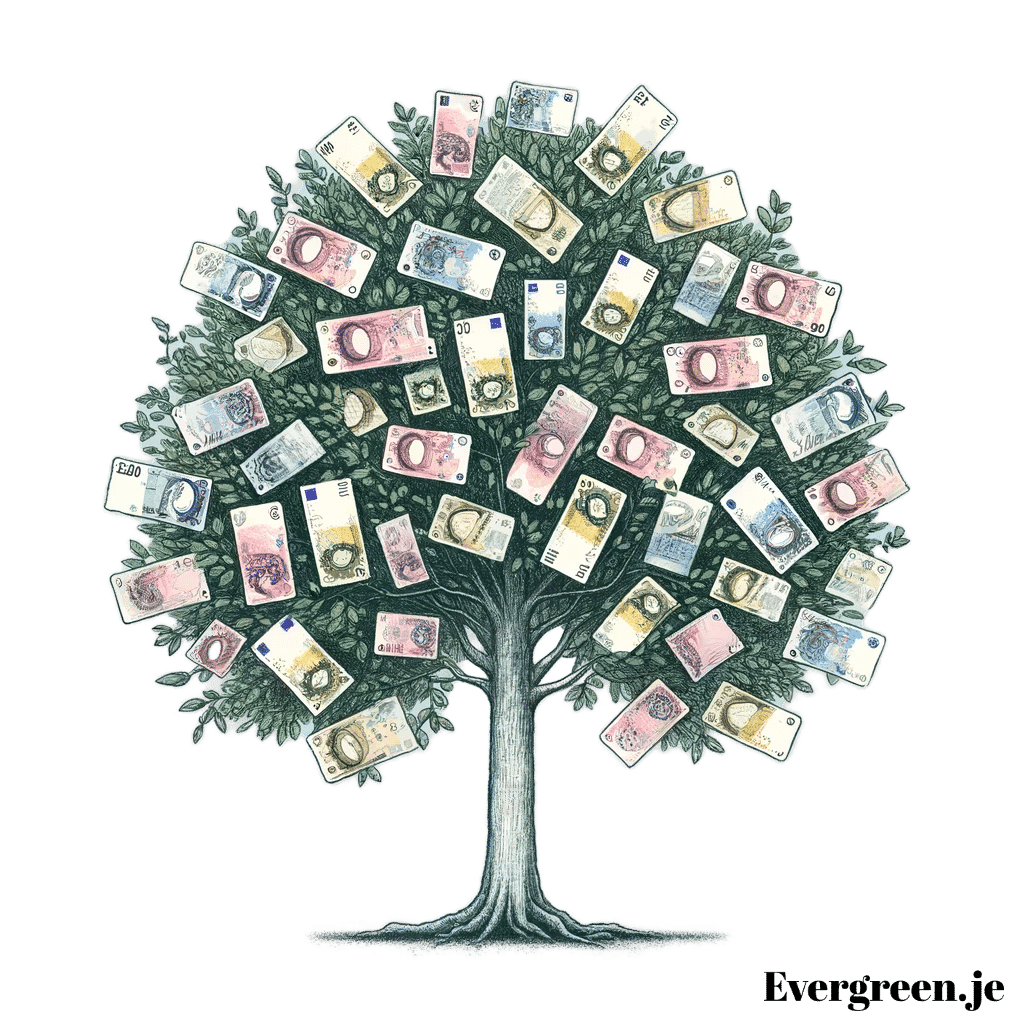 Evergreen Oak Money Tree Minimalist Illustration Seo Lead Generation Sales Funnels Marketing Agency Services Jersey